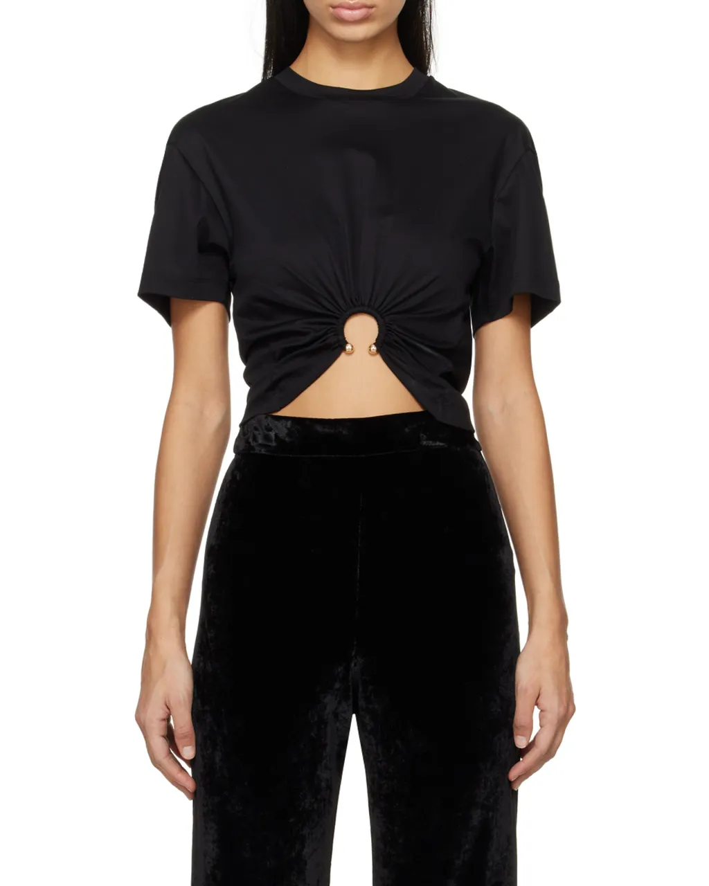 Ring Detailed Cropped T-Shirt