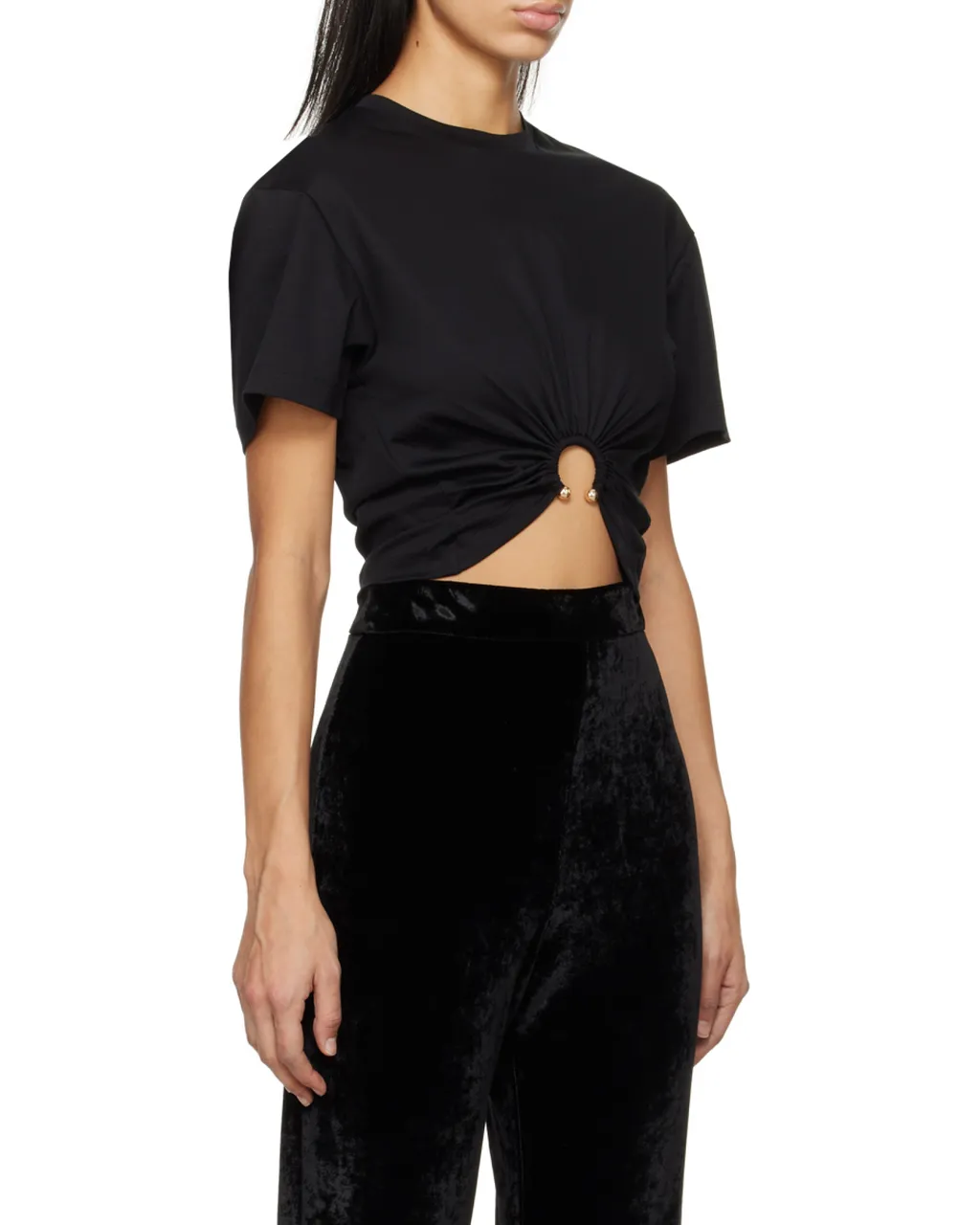 Ring Detailed Cropped T-Shirt