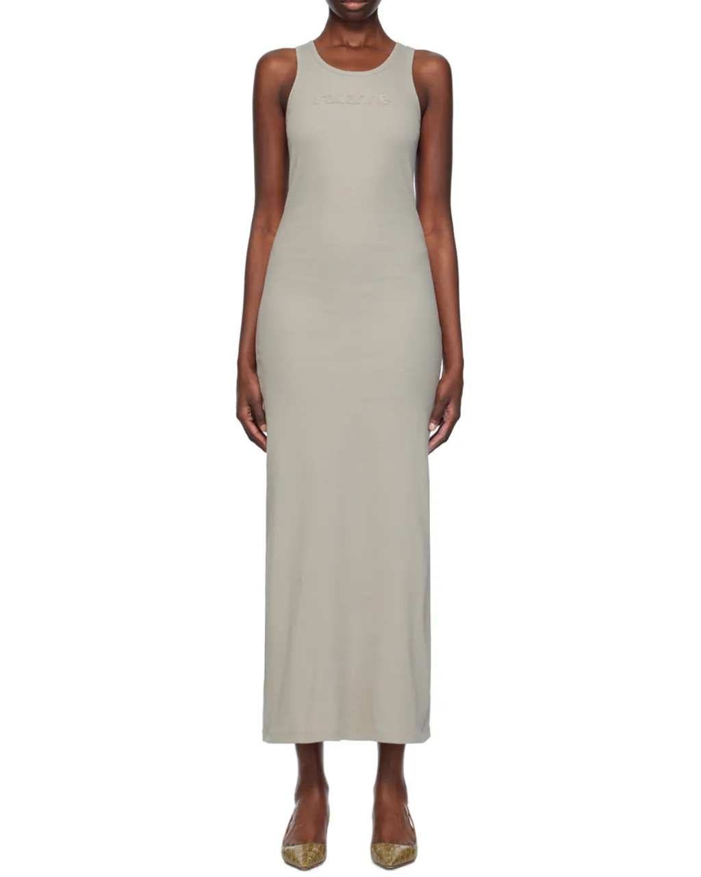 Logo Flocked Sleeveless Midi Dress
