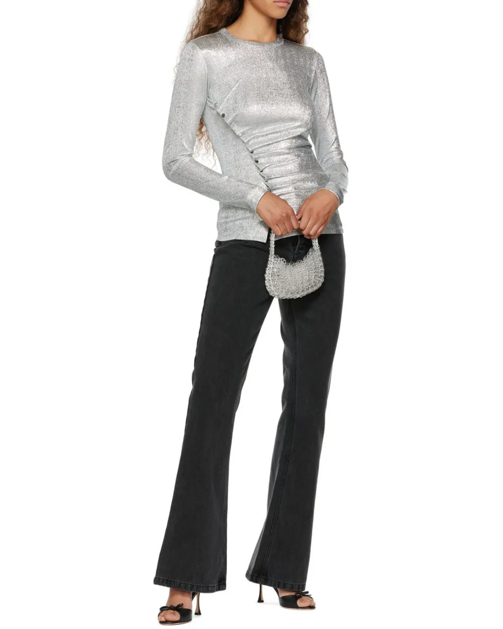 Long Sleeved Metallic Top