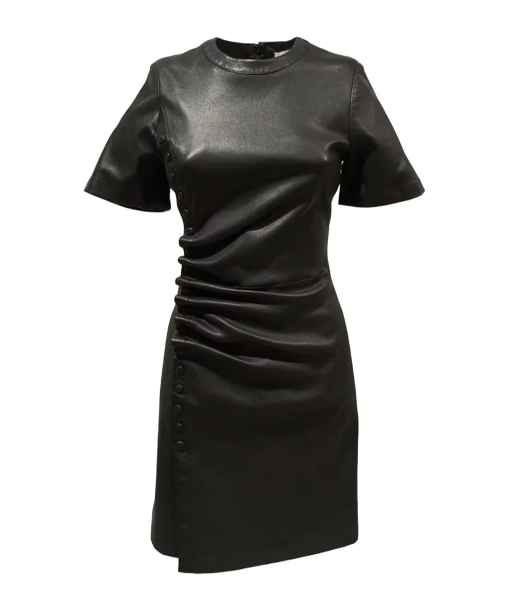 Short Gathered Leather Dress