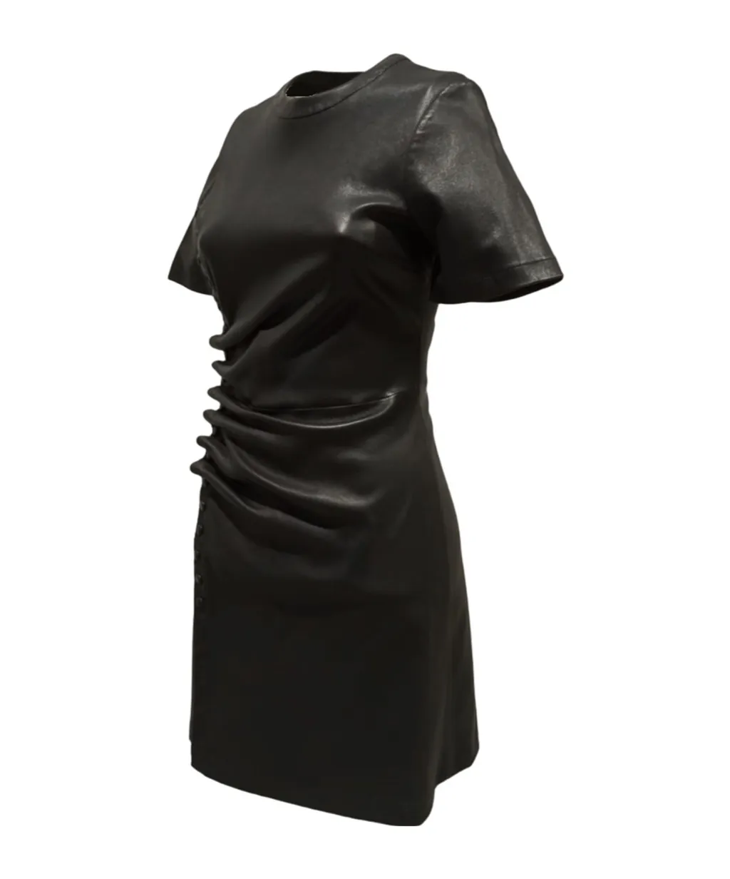 Short Gathered Leather Dress