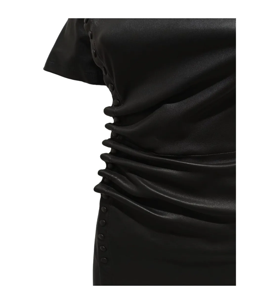 Short Gathered Leather Dress