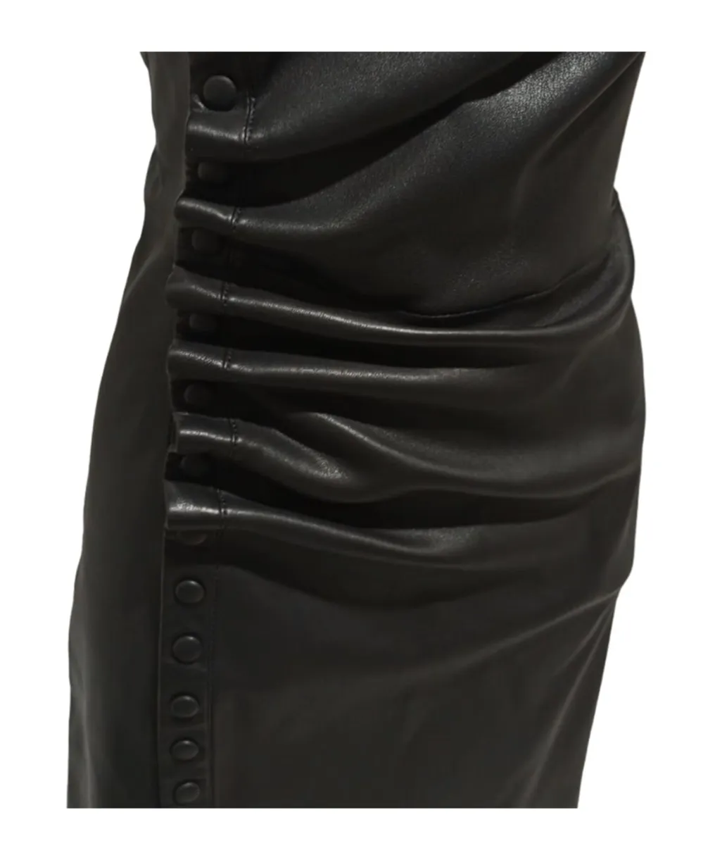 Short Gathered Leather Dress