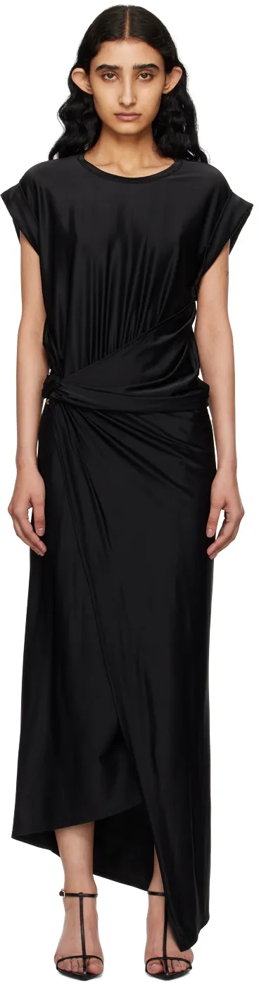 Gathered-Detail Draped Midi Dress