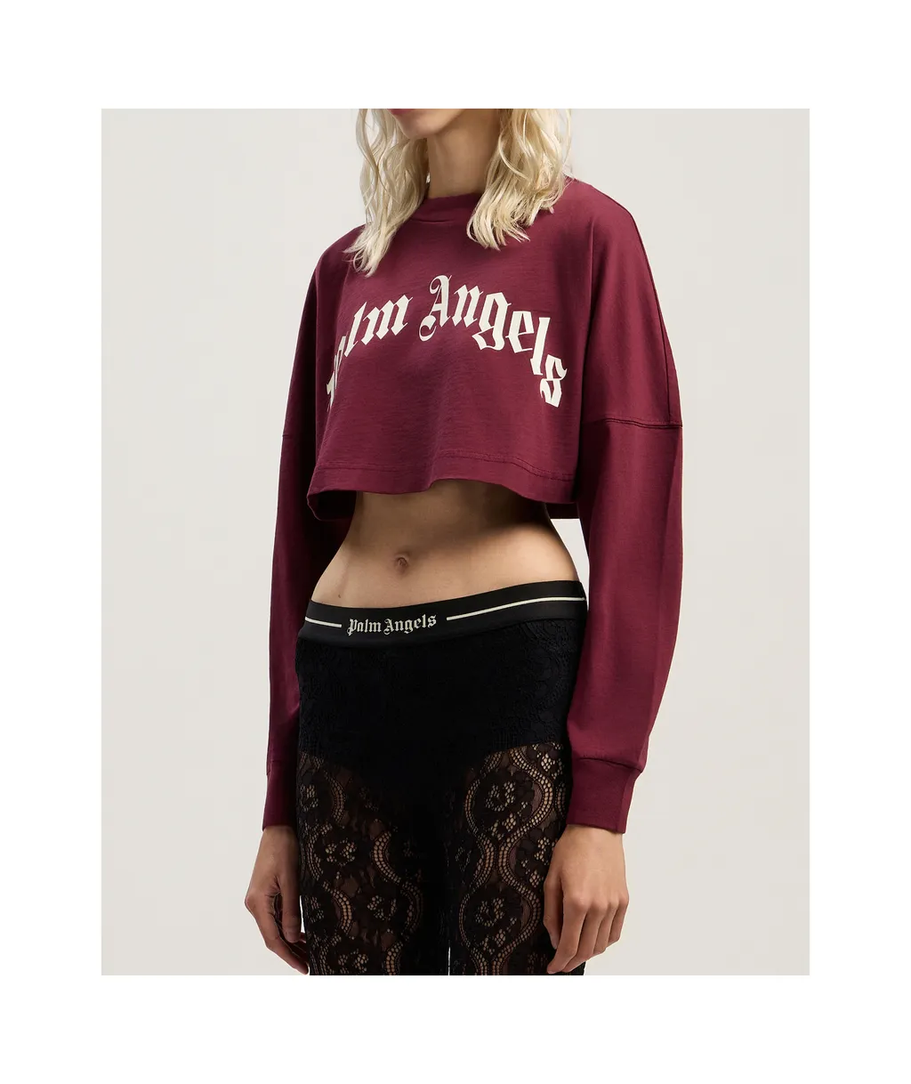Curved Logo Printed Cropped Top