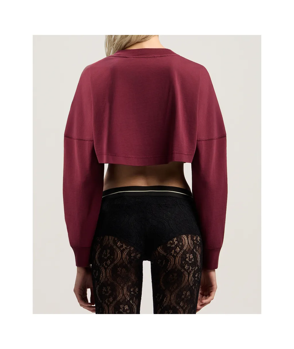 Curved Logo Printed Cropped Top