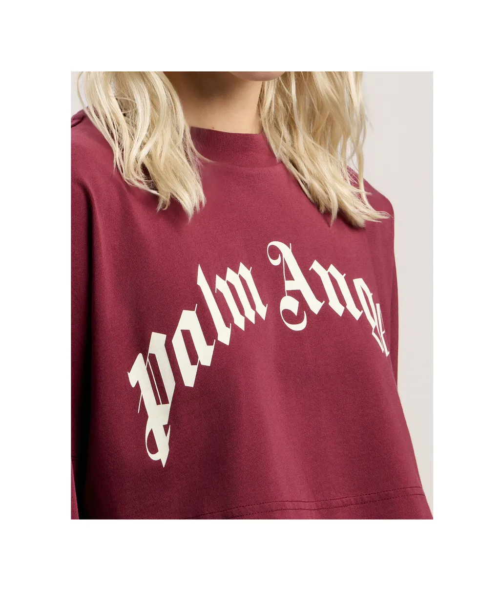 Curved Logo Printed Cropped Top