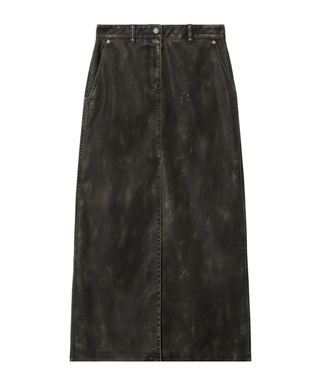 Curved Logo Coated Long Skirt