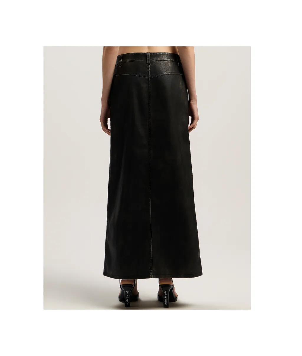 Curved Logo Coated Long Skirt