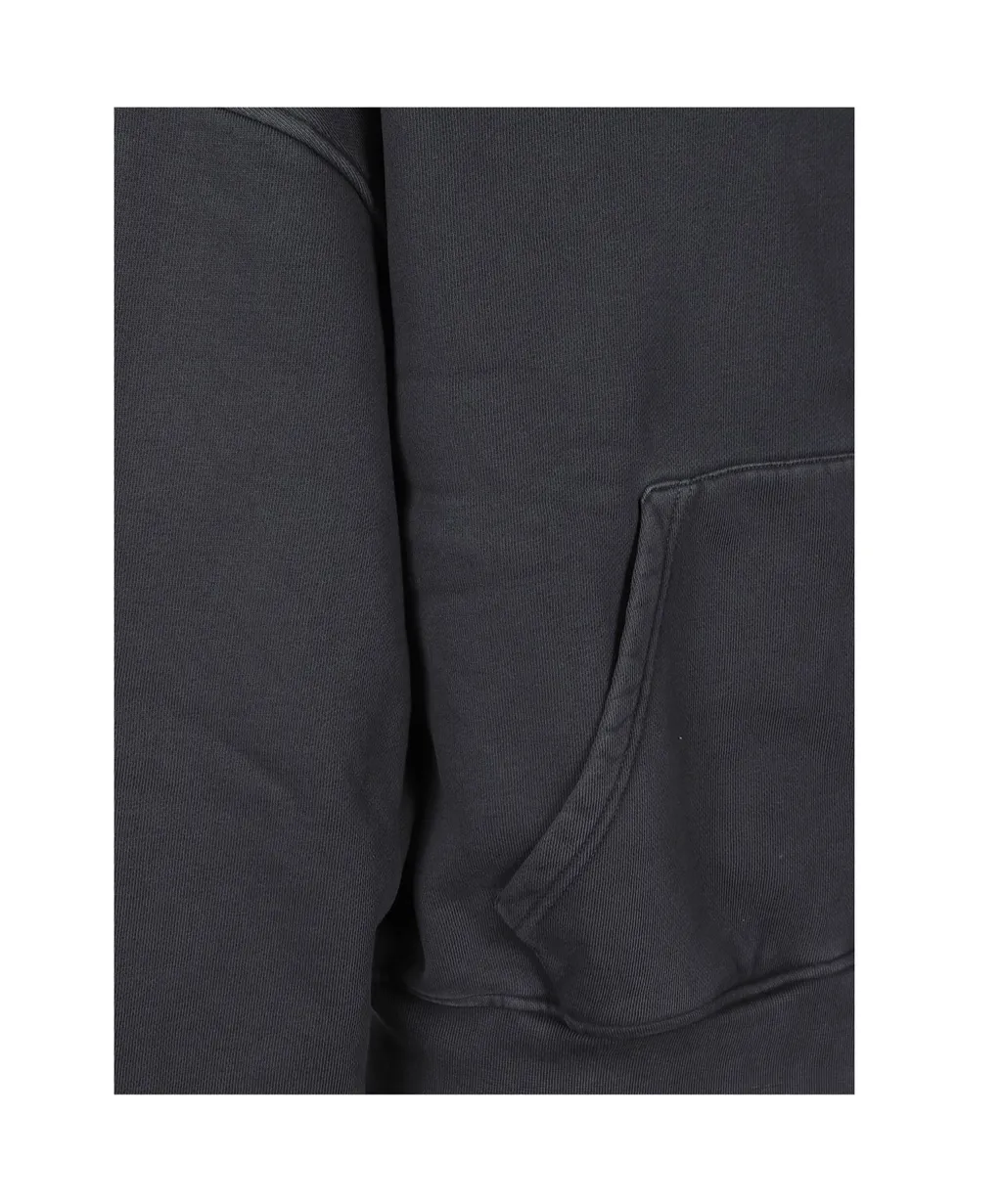 Curved Logo Printed Zipped Hoodie