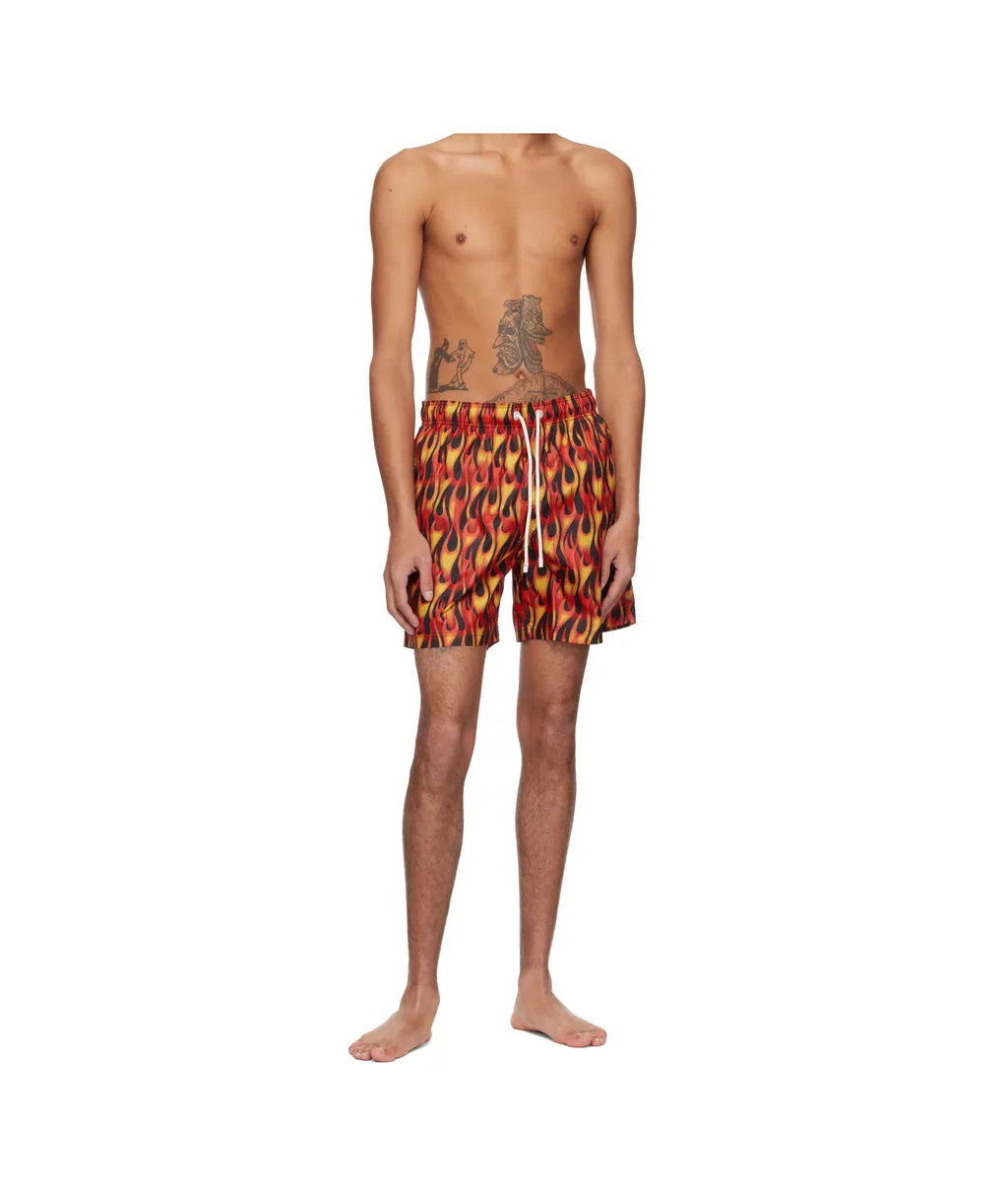 Flame-Print Swim Shorts