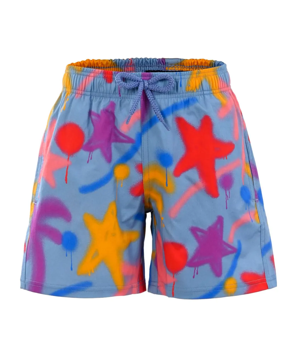 Kids X Vilebrequin Graphic Printed Drawstring Swim Shorts