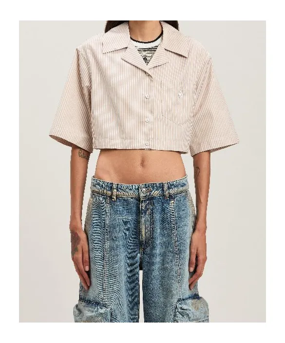 Curved Logo Cropped Shirt