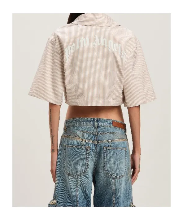 Curved Logo Cropped Shirt