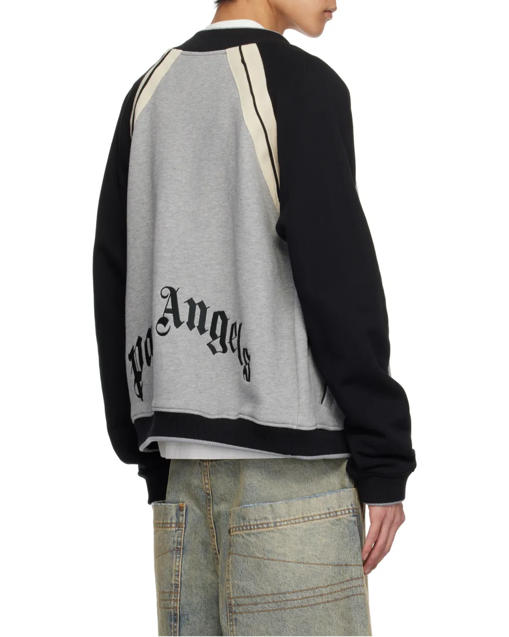 Curved Logo Printed Varsity Jacket