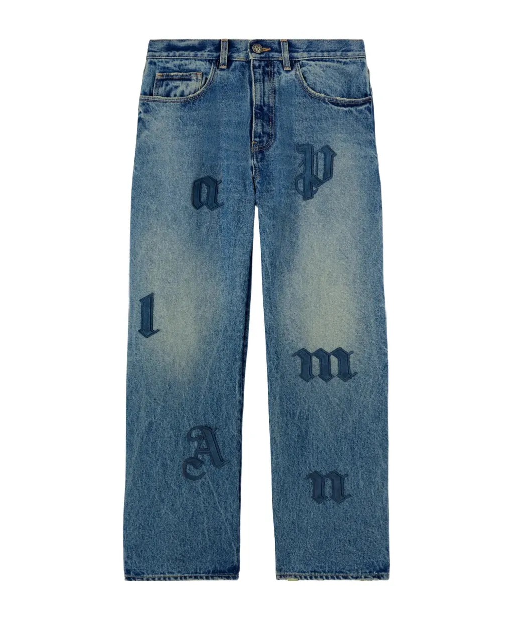 Logo Patch Straight Leg Jeans