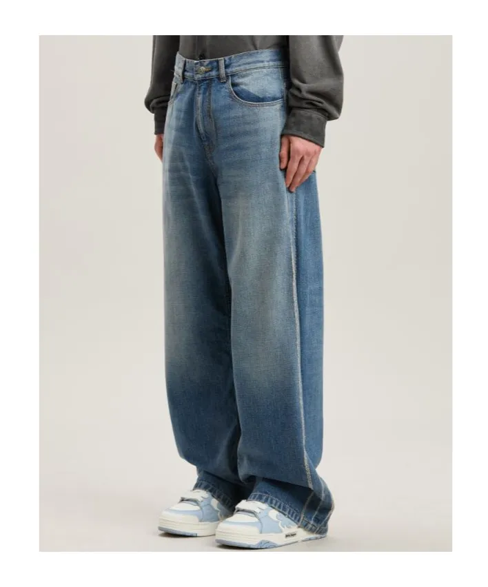 Lasered Curved Logo Jeans
