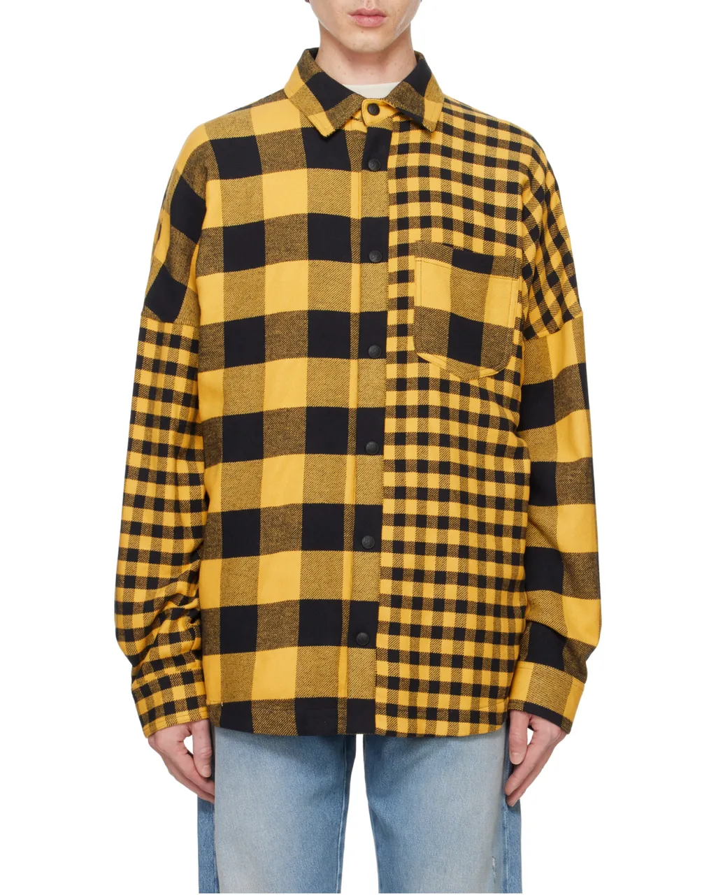 Paneled Checked Shirt Jacket