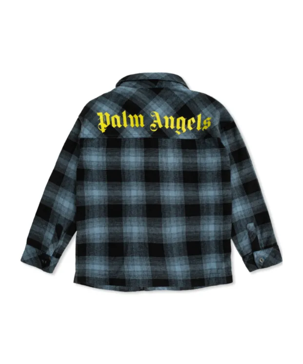 Logo-Printed Checked Buttoned Flannel Shirt