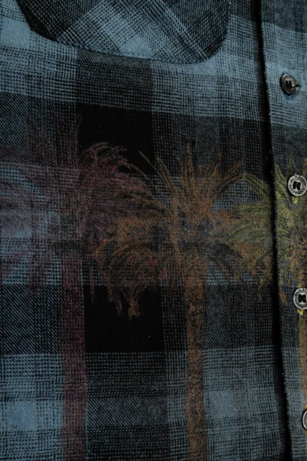 Logo-Printed Checked Buttoned Flannel Shirt