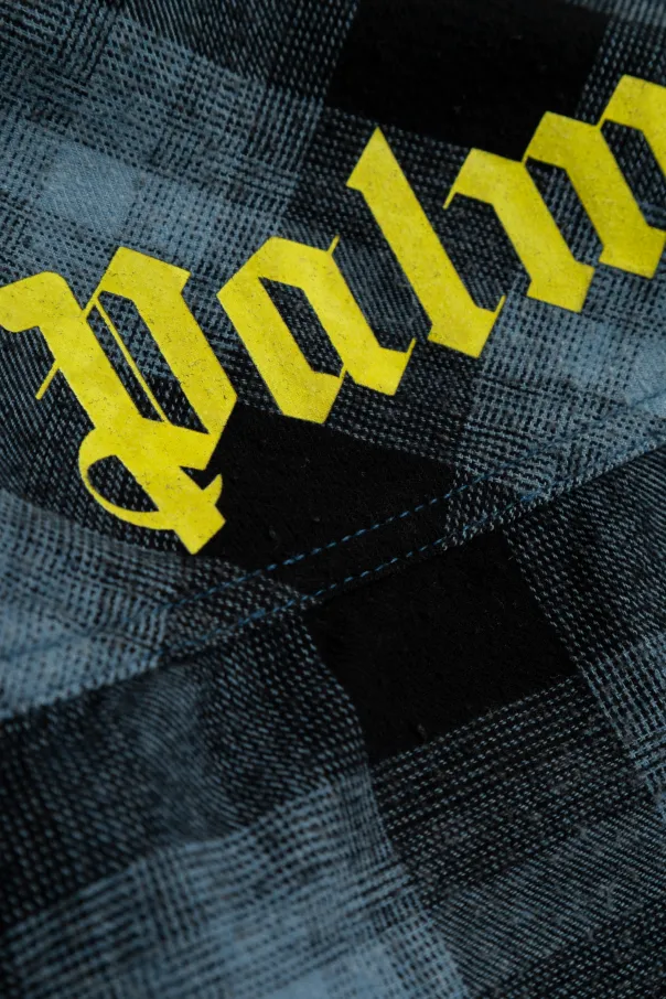 Logo-Printed Checked Buttoned Flannel Shirt