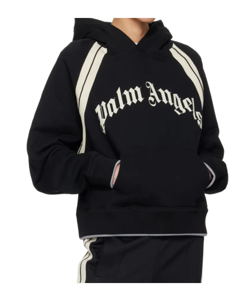 Logo Printed Ribbed Hem Hoodie