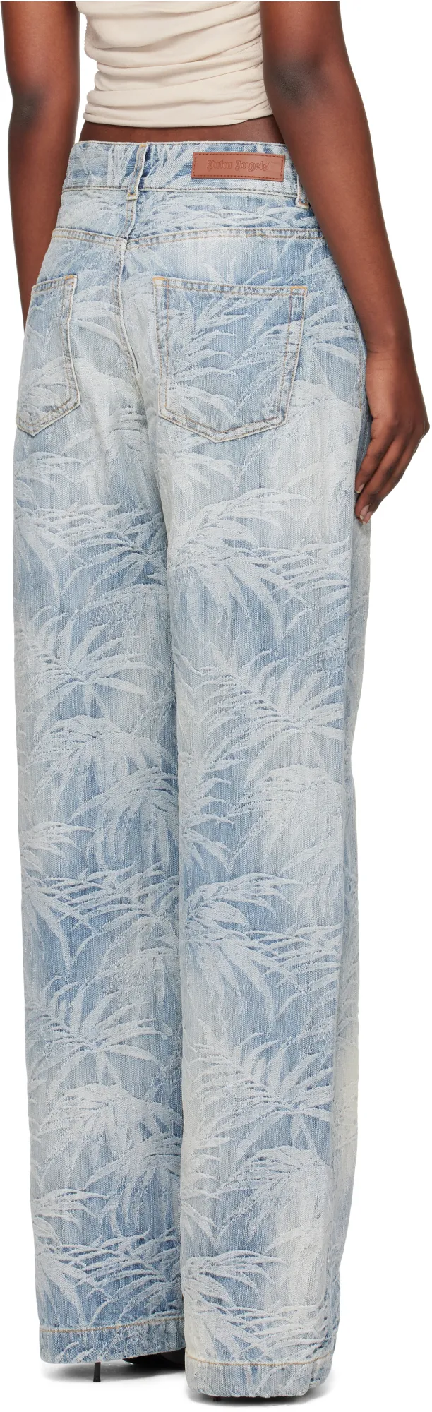 Palm Printed Straight Leg Jeans