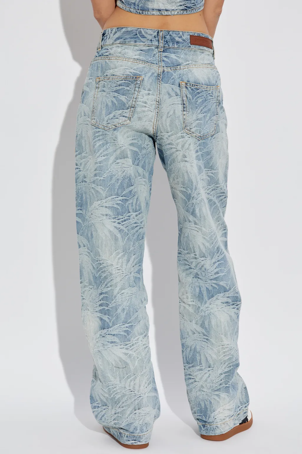 Palm Printed Straight Leg Jeans