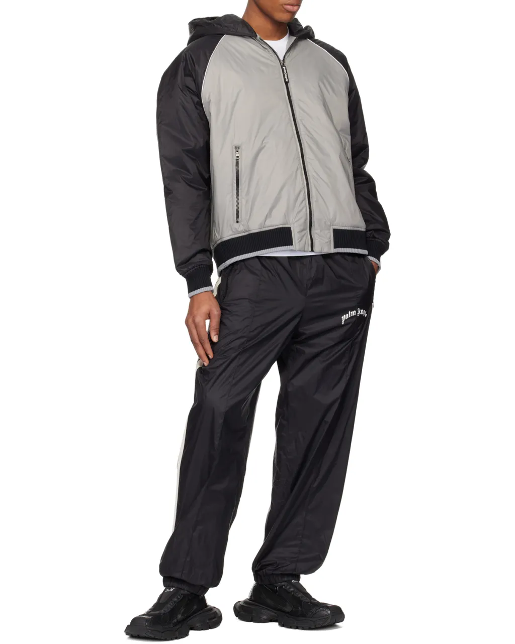 Curved Logo Printed Zipped Windbreaker