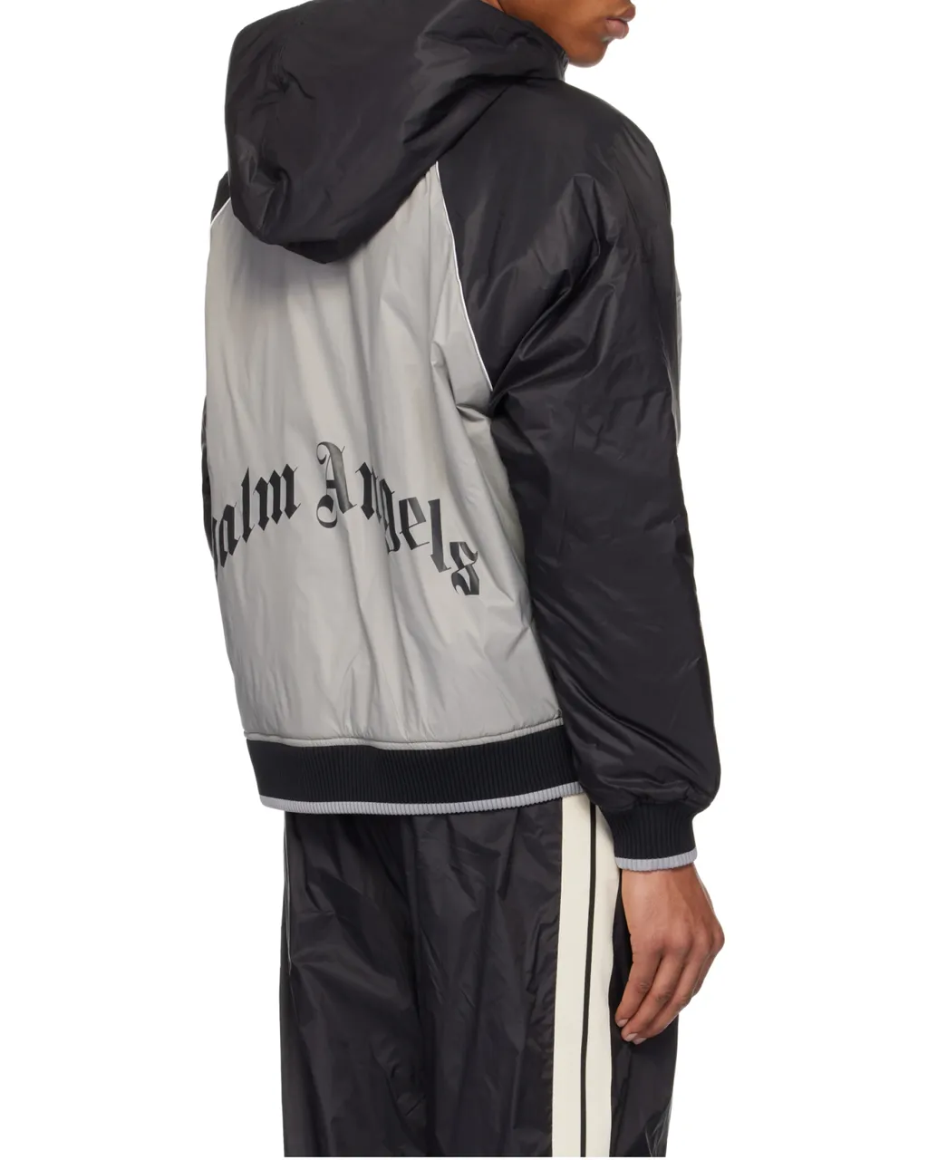 Curved Logo Printed Zipped Windbreaker