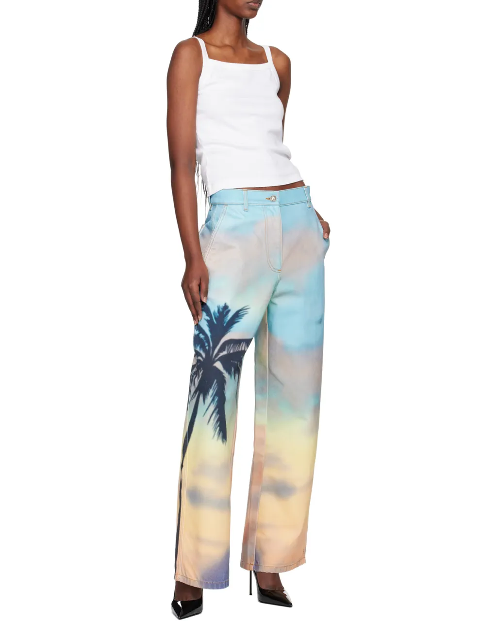 Sunrise Palm Printed Jeans
