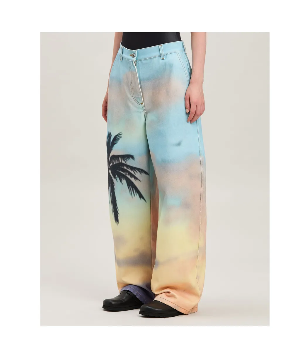 Sunrise Palm Printed Jeans