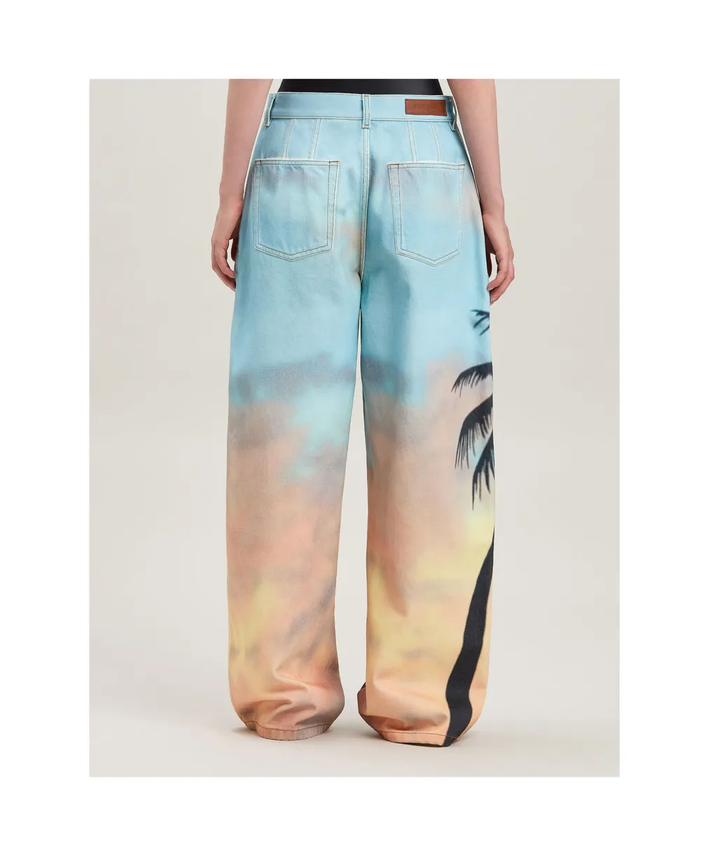Sunrise Palm Printed Jeans