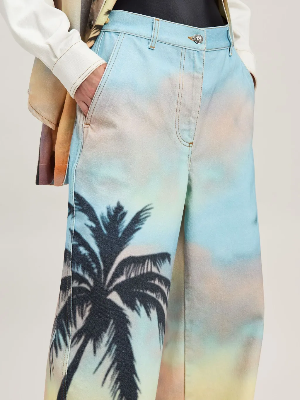 Sunrise Palm Printed Jeans