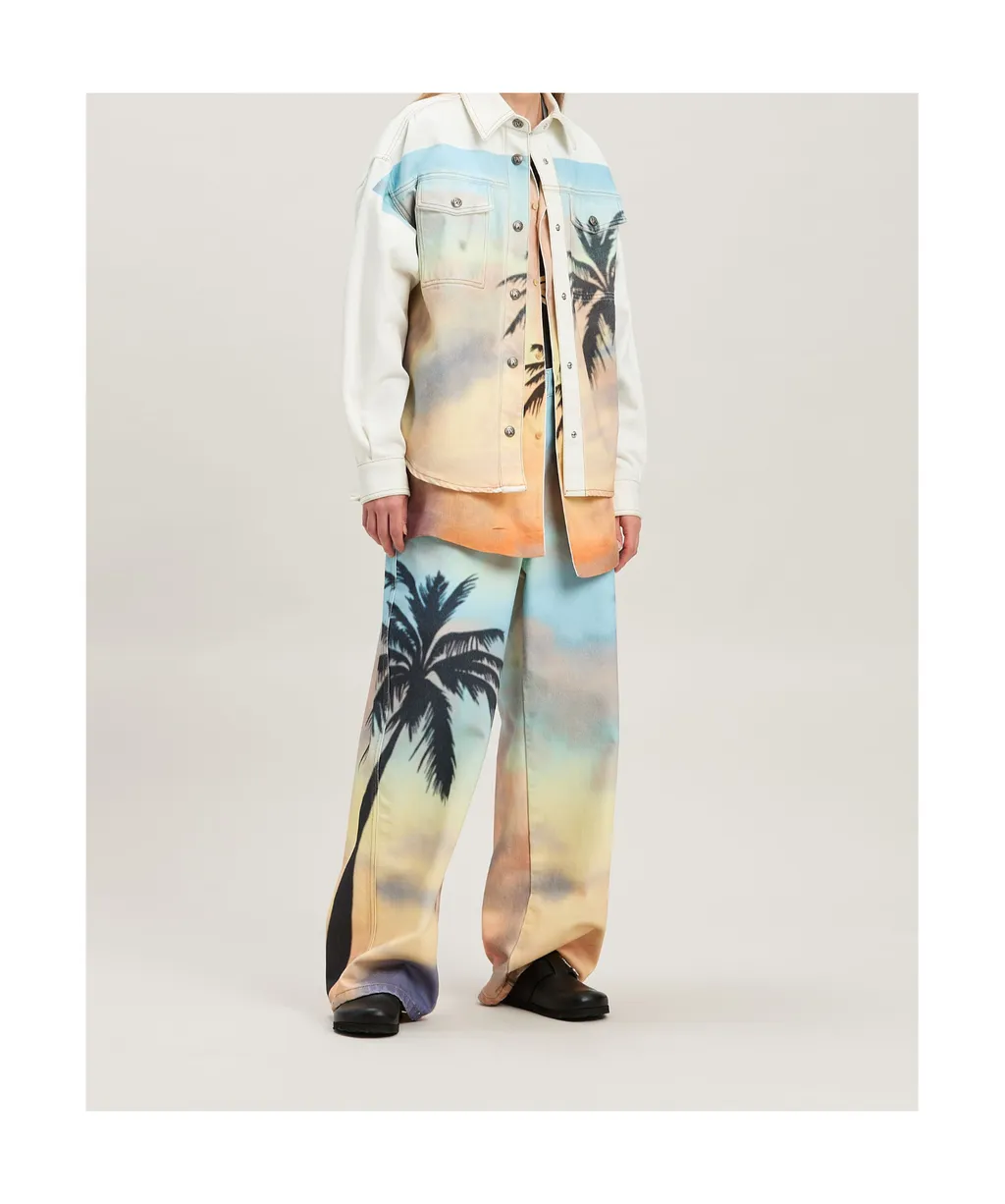 Sunrise Palm Printed Jeans
