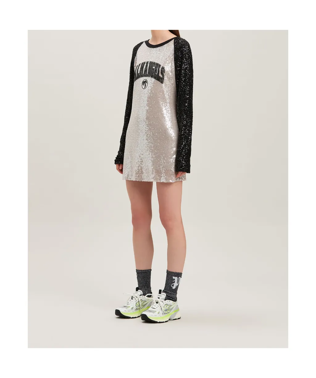 College Palm Sequin Embellished Mini Dress