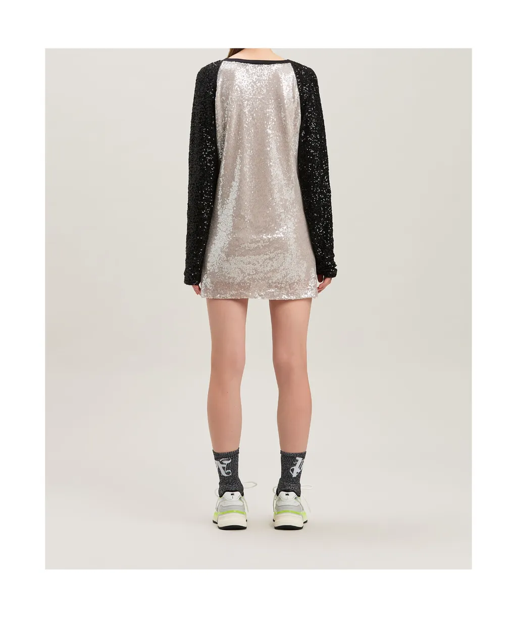 College Palm Sequin Embellished Mini Dress