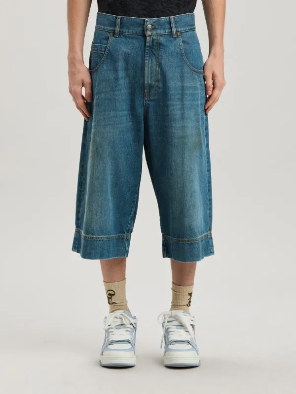Belt-Loop Denim Shorts