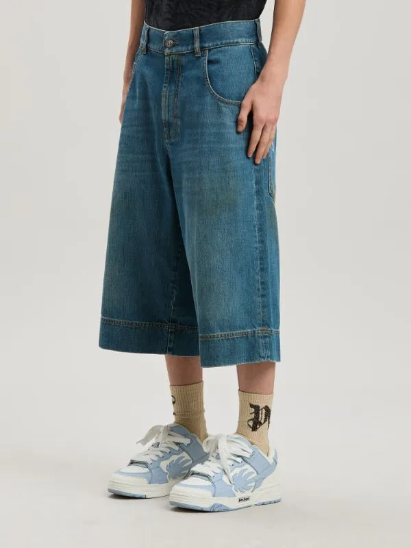 Belt-Loop Denim Shorts