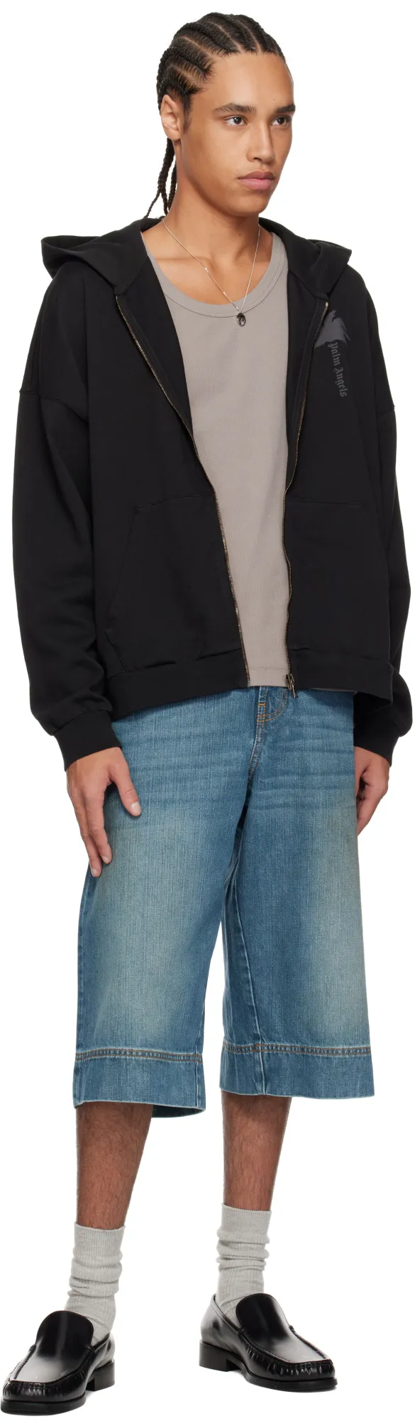 Palm Printed Zipped Hoodie
