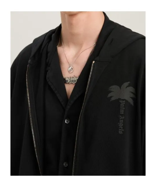 Palm Printed Zipped Hoodie