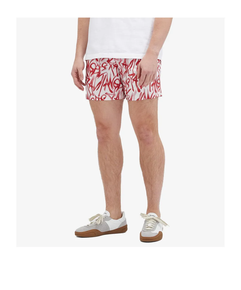 Graffiti Printed Drawstring Swim Shorts