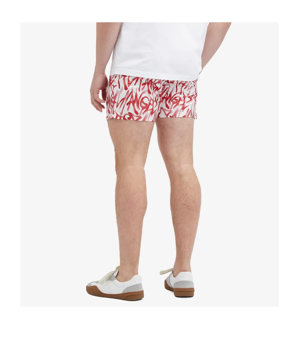 Graffiti Printed Drawstring Swim Shorts