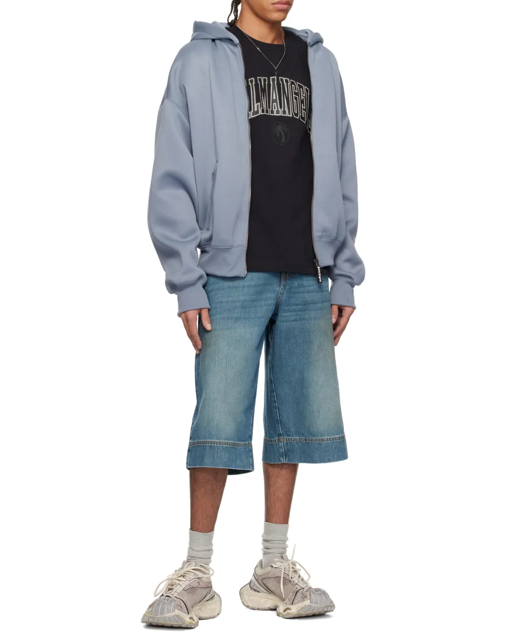 Curved Logo Zipped Hoodie