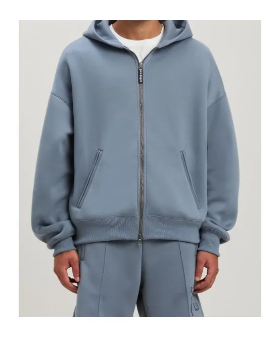 Curved Logo Zipped Hoodie