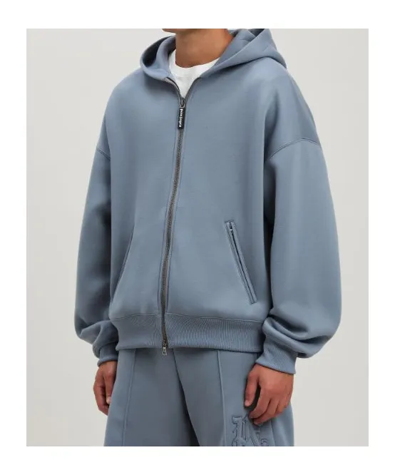 Curved Logo Zipped Hoodie
