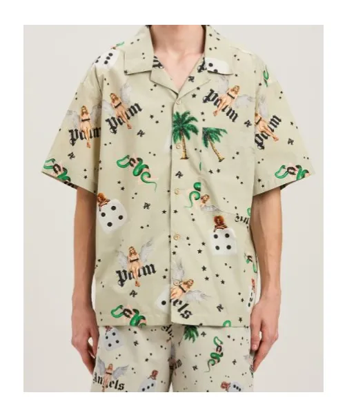 All-Over Graphic Printed Bowling Shirt
