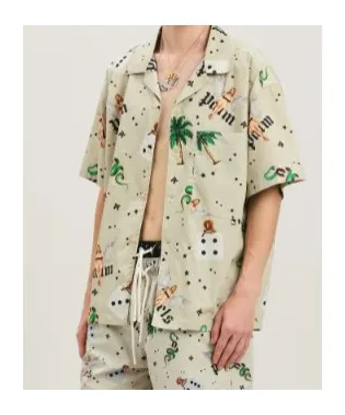 All-Over Graphic Printed Bowling Shirt