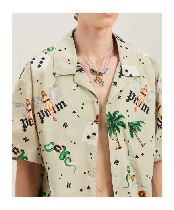 All-Over Graphic Printed Bowling Shirt
